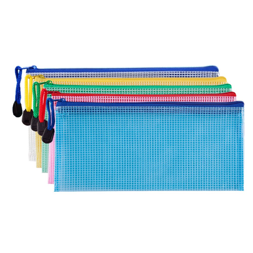 Bilipala Small Zipper Envelope Document Storage Pouch Bag Invoice Holder Organizer For Budget, Check, Pencil, 5 Counts