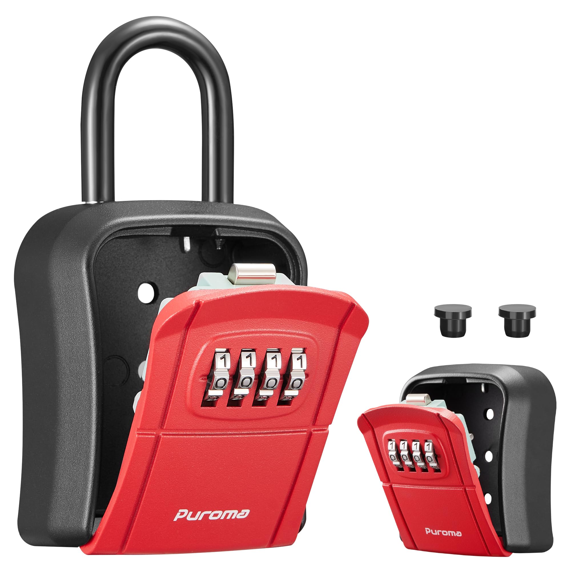 Puroma Key Lock Box, Portable Combination Lockbox Wall-Mounted Key Storage Box For House Keys, Resettable Code Safe Security Loc