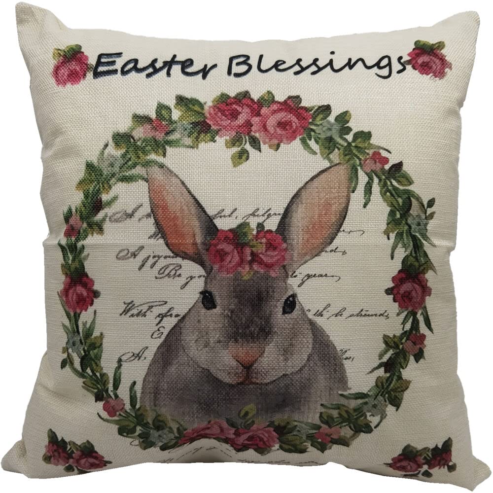 Fraser Hill Farm 15.5-In. Easter Blessings Bunny Rabbit Accent Pillow | Indoor Spring Decoration | Fhspestpl-Wht1, White