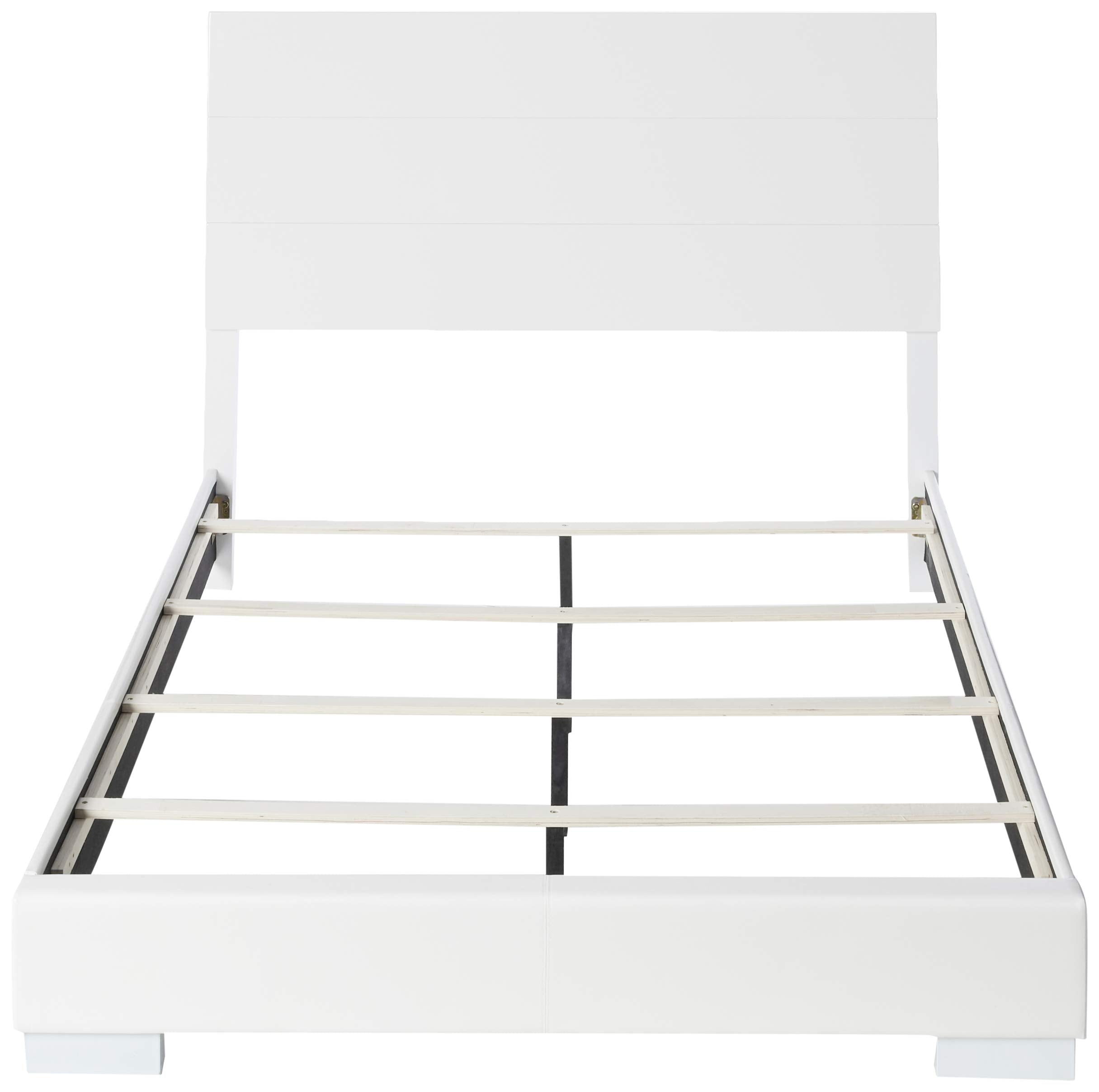 Coaster Home Furnishings Felicity Contemporary Leatherette Upholstered Queen Size Panel Bed Frame 51-inch Headboard White High Gloss 203501Q