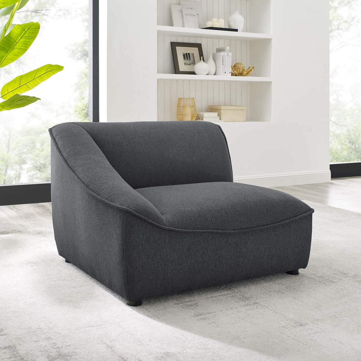 Modway Comprise Fabric Upholstered Sectional, Left-Arm Chair, Charcoal