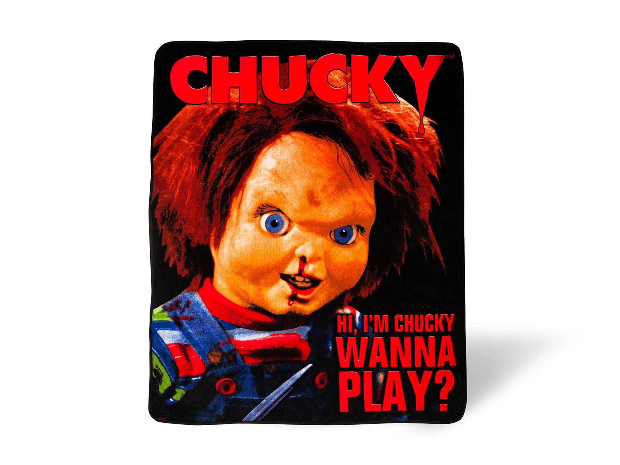 Silver Buffalo Chucky Hi I'M Chucky Wanna Play 50' X 60' Fleece Throw, Soft And Cozy Blanket, 180 Gsm