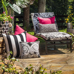 Pillow Perfect Stripe Indoor/Outdoor Accent Throw Pillow, Plush Fill, Weather, And Fade Resistant, Floor - 25' X 25', Black/Wh