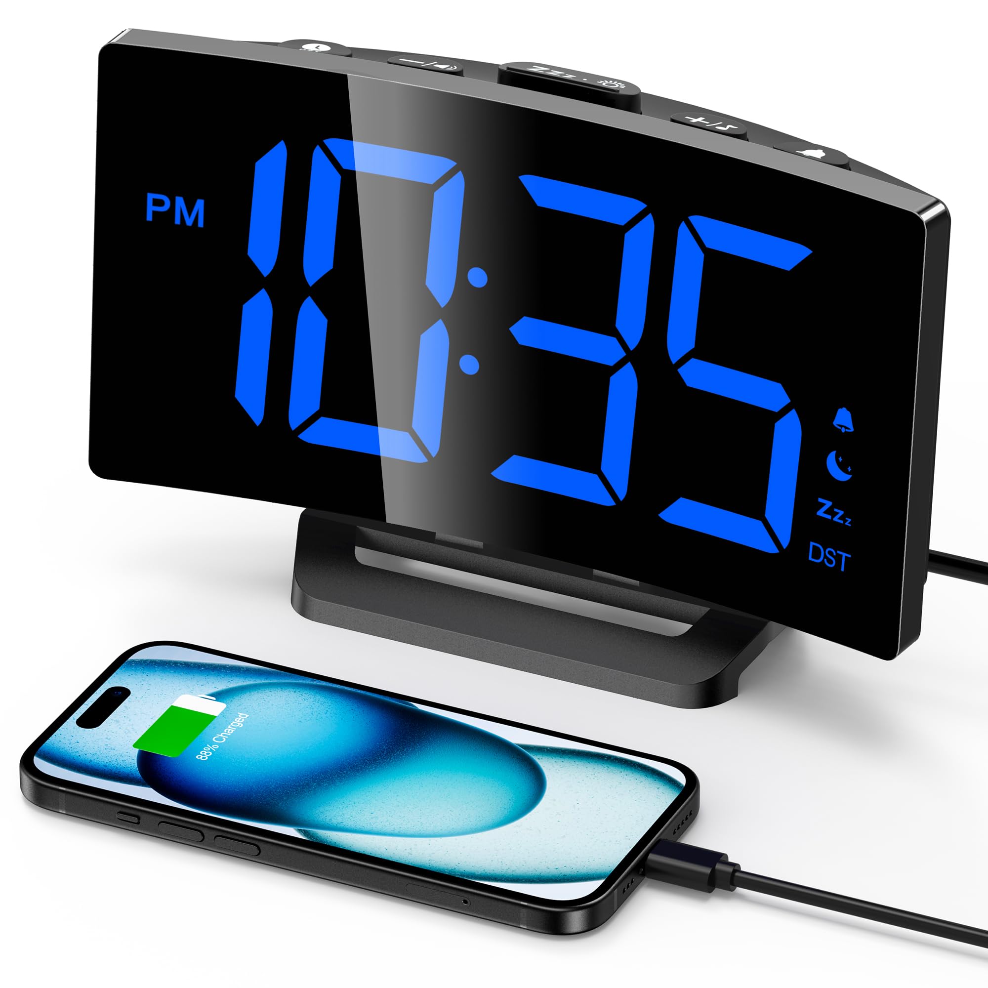 GOLOZA Upgraded Digital Alarm Clock for Bedrooms, Digital Clock with Customizable Night Mode, 5 Levels Brightness+Off, 2 Volume,