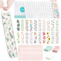 Yoppix 15 Pieces Acrylic Bookmark Blanks (3Mm) Thicken Clear Acrylic Bookmarks With 20 Pcs Floral Uv Dtf Sticker, 15 Pcs Ribbon,