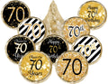 Black and Gold 70th Birthday Party Favor Stickers, Chocolate Kisses Candy Stickers - 180 Labels
