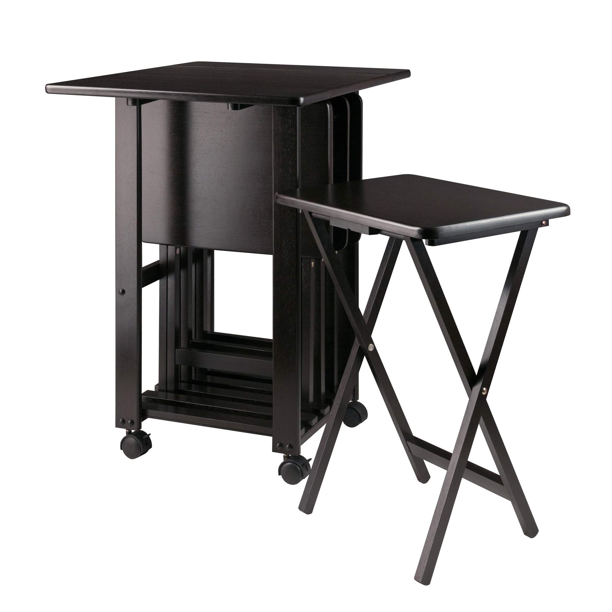 Ergode Wood Sophia 5-Piece Snack Table Set | Compact & Stylish Solution for Daily Use, Entertaining, and Extra Table Space