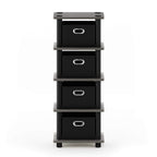 Furinno Turn-N-Tube Laci 4-Bins System Rack, French Oak Grey/Black