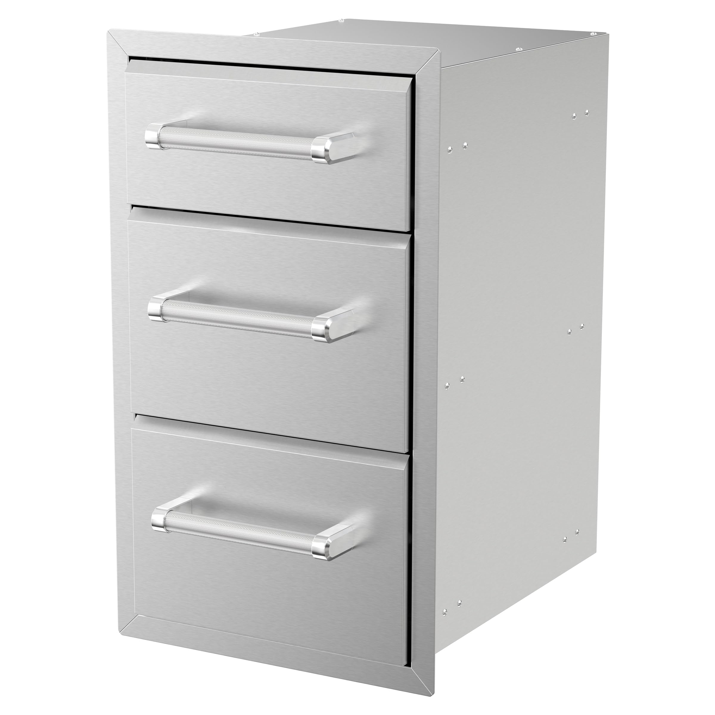 Spire Stainless Steel Built-In Vertical Triple Drawers, 6'H + 10'H + 10'H, Perfect For Outdoor Cooking & Kitchens, Bbq, & Gri