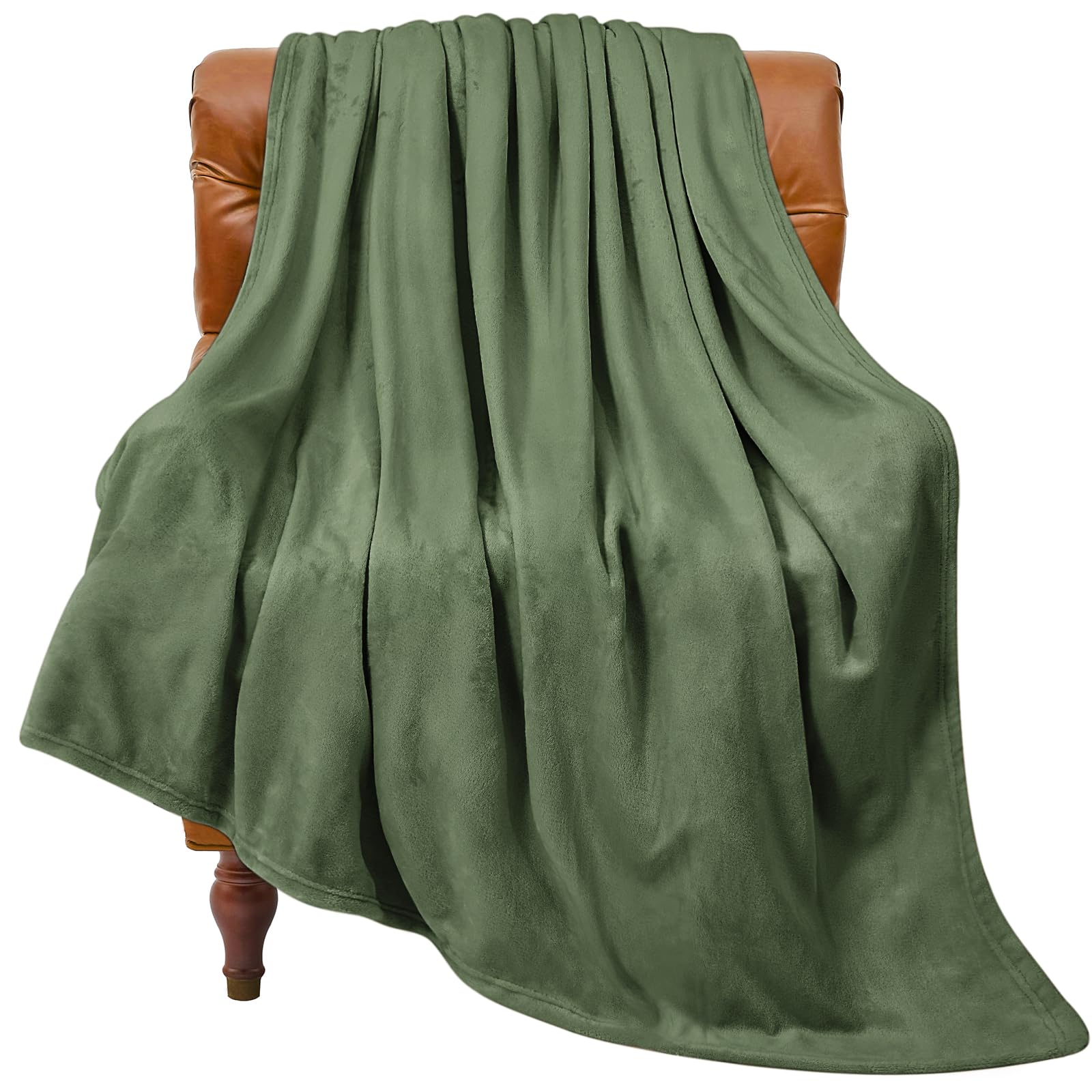 Bedelite Fleece Blanket Olive Green Throw Blankets For Couch & Bed, 300Gsm Luxury Plush Cozy Fuzzy Blanket 50' X 60', Super So