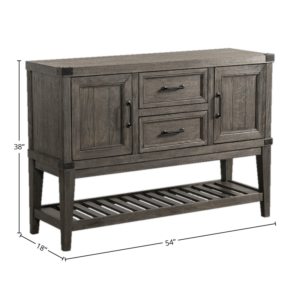 Intercon Foundry 54" Wide Server with 2 Cabinets, 2 Drawers, and Shelf, Brushed Pewter Sideboards
