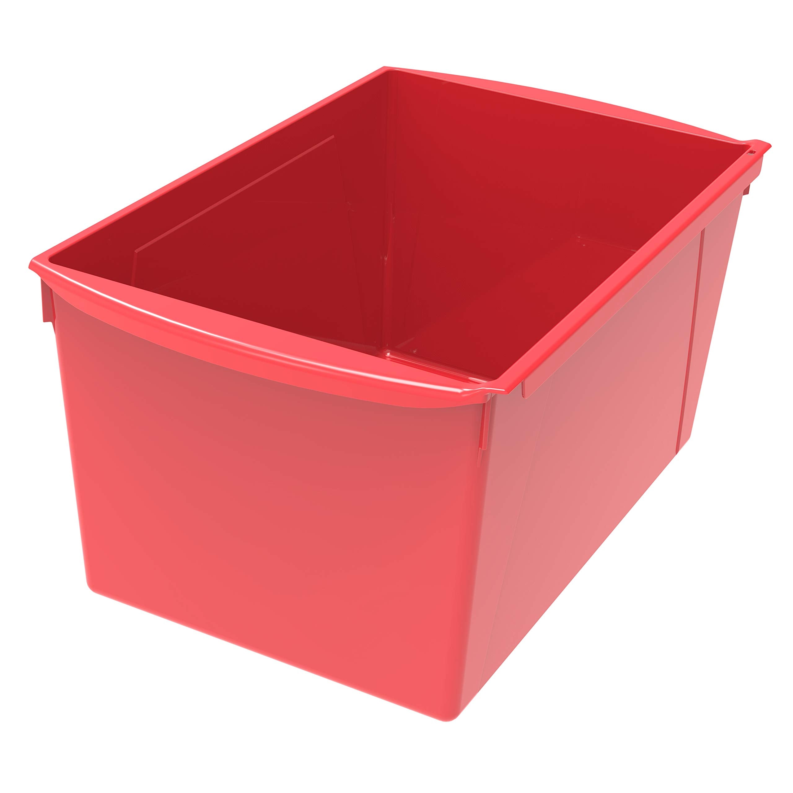 Storex Extra-Large Book Bin, Interlocking Plastic Organizer For Home, Office And Classroom, Red, (71131A06C) (Pack Of 1)
