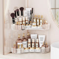 Asayuee 2-Tier Corner Bathroom Counter Organizer with Top Toothbrush Holders,Large Makeup Organizer Countertop with Brush Holder