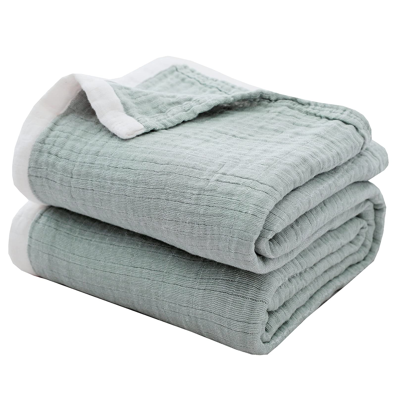 Se Softexly Cotton Muslin Blankets 4-Layer Linen Texture Blankets For Bed Couch,Thermal Blanket For Adults Lightweight Soft Brea