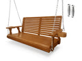 Wooden Porch Swing 2-Seater, Bench Swing with Cupholders, Hanging Chains and 7mm Springs, Heavy Duty 880 LBS, for Outdoor Patio 