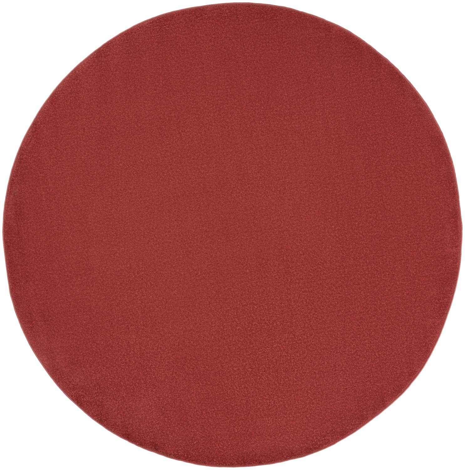 Nourison Essentials Indoor/Outdoor Brick Red 8' X Round Area Rug, Easy -Cleaning, Non Shedding, Bed Room, Living Room, Dining Ro