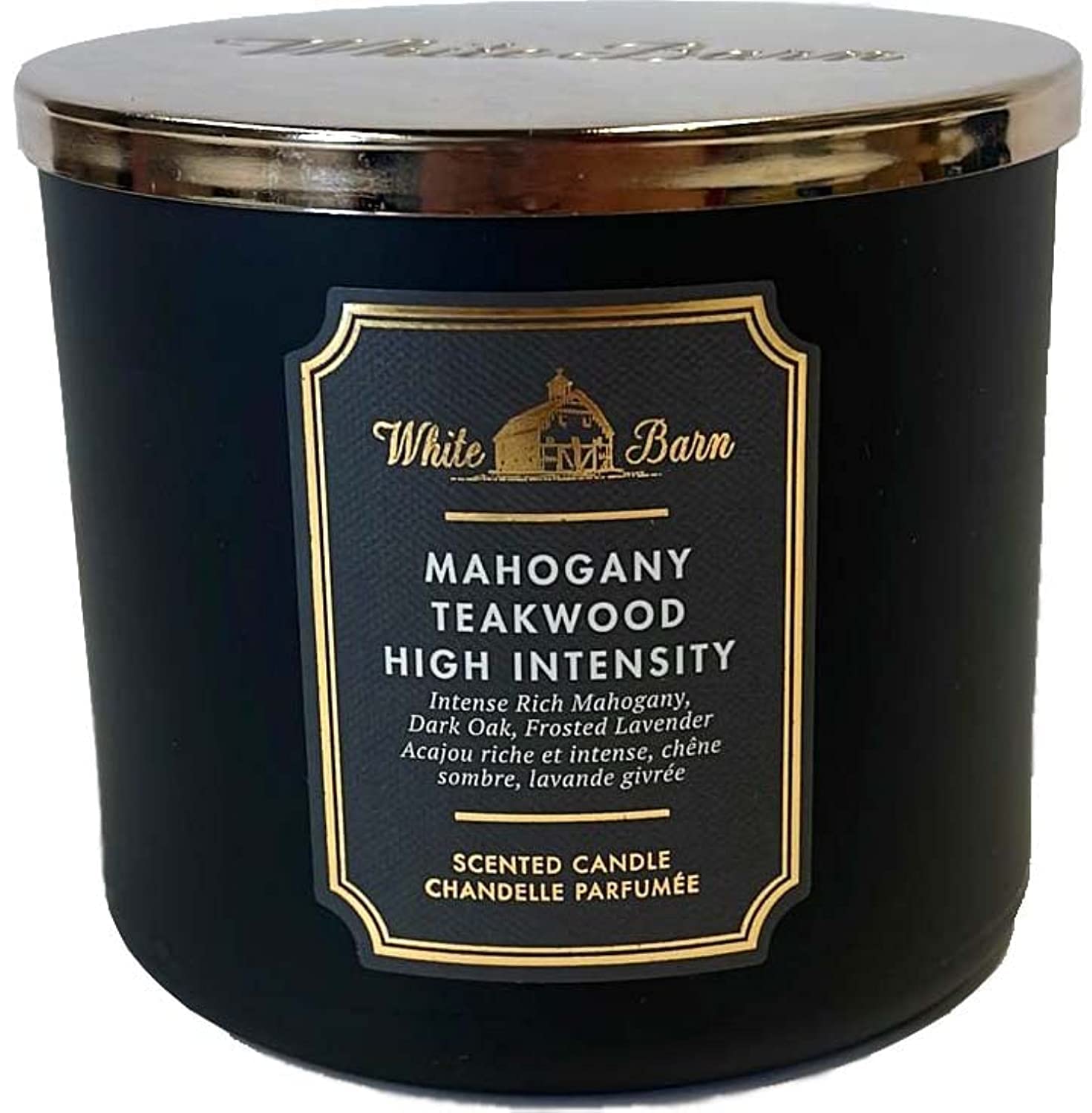 White Barn Candle Company Bath and Body Works 3-Wick Scented Candle w/Essential Oils - 14.5 oz - Mahogany Teakwood (High Intensi
