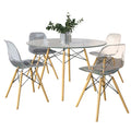 Dover 5-Piece Dining Set with 4 Plastic Chairs in Clear