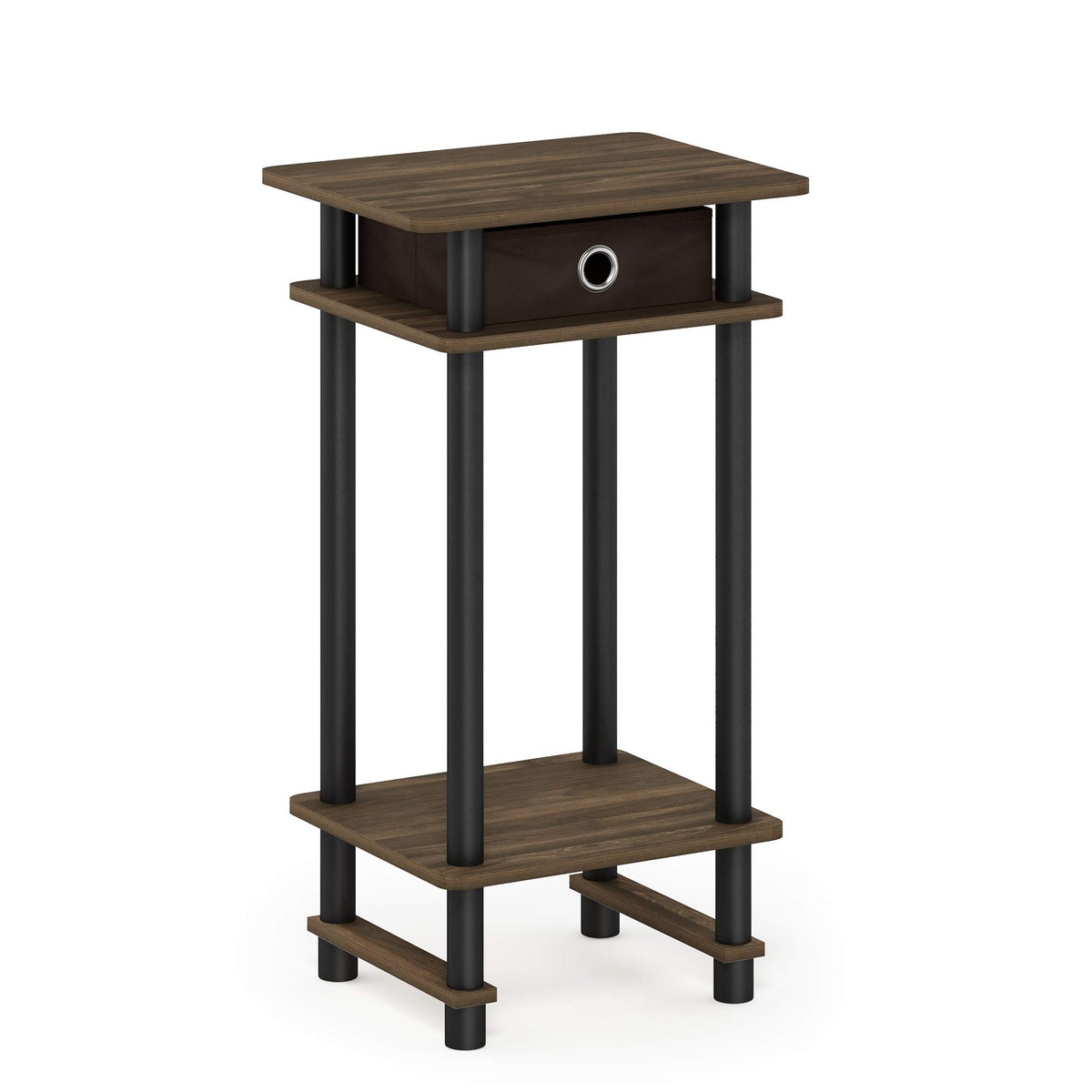 Furinno Turn-N-Tube Tall End Table, Columbia Walnut/Black/Dark Brown