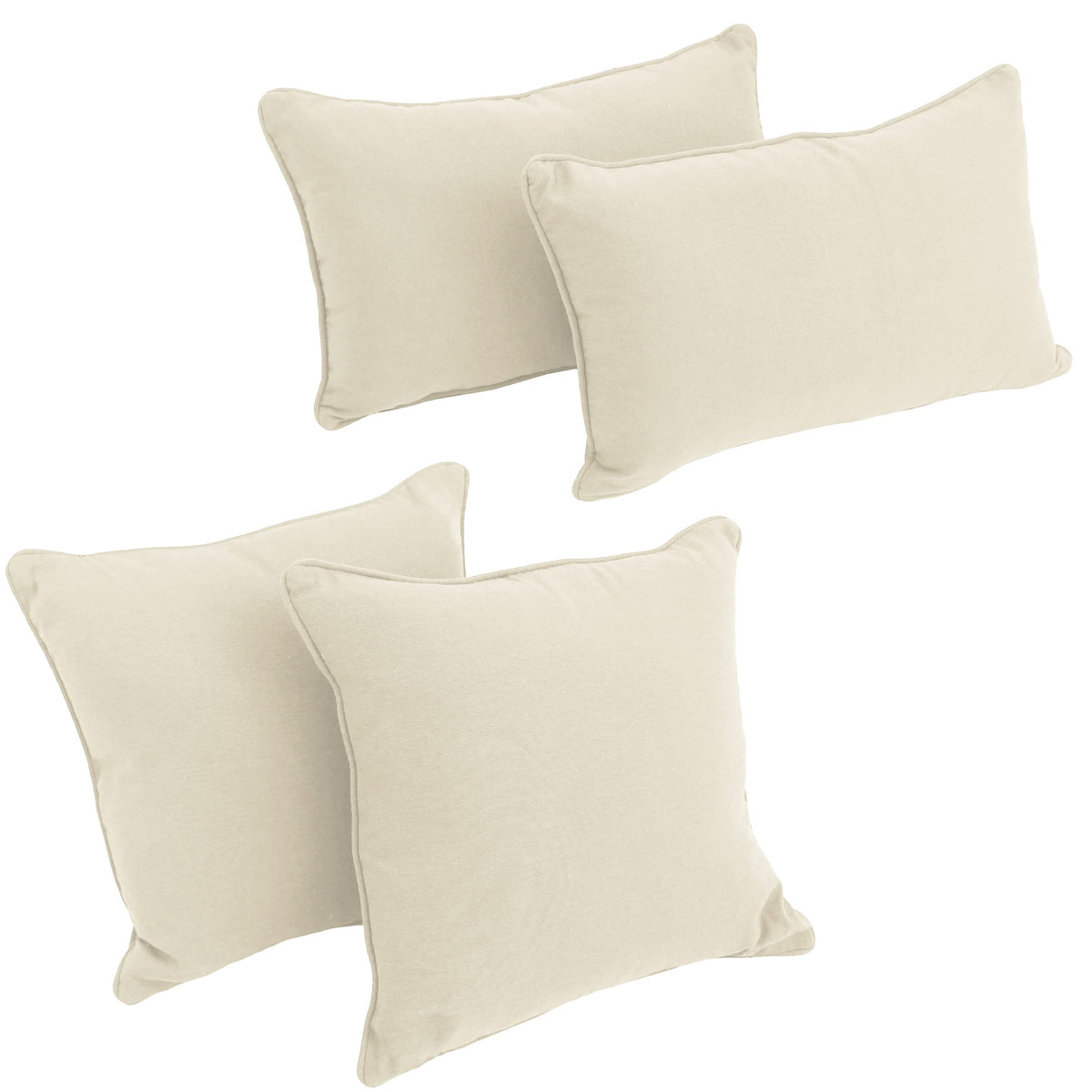 Blazing Needles Corded Twill Throw Pillow Set, Natural 4 Count