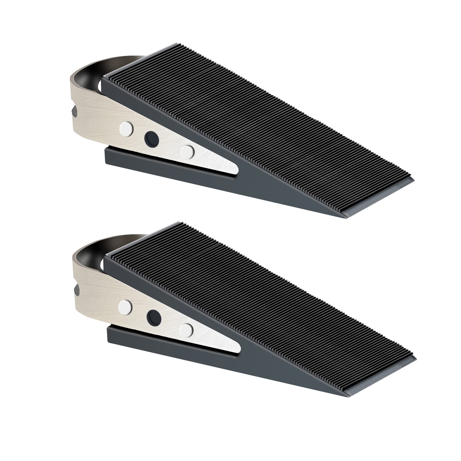 Shackcom Door Stopper, 2 Pack Black Heavy Duty Wedge That Holds Doors Firmly And Doesnt Budge, Made Of Rubber And Stainless Stee