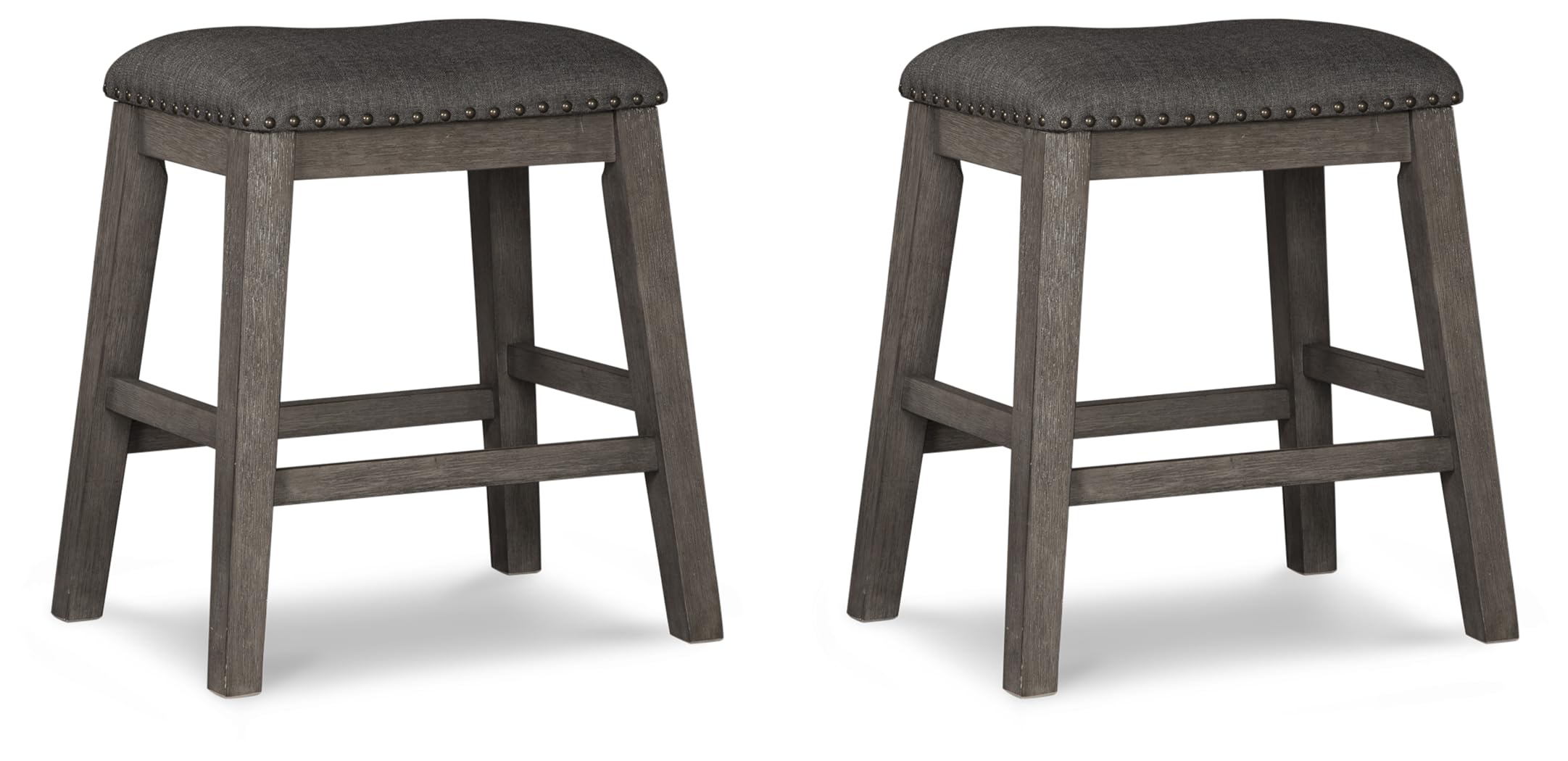 Signature Design By Ashley Caitbrook Rustic 24.4' Counter Height Upholstered Barstool, 2 Count, Gray