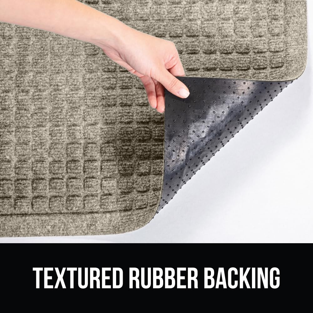 Gorilla Grip Ultra Absorbent Moisture Guard Doormat, Absorbs Up To 2.75 Cups Of Water, Stain And Fade Resistant, Spiked Rubber Backing, All Weather Mats Capture Dirt, Indoor Outdoor, 72X24, Beige