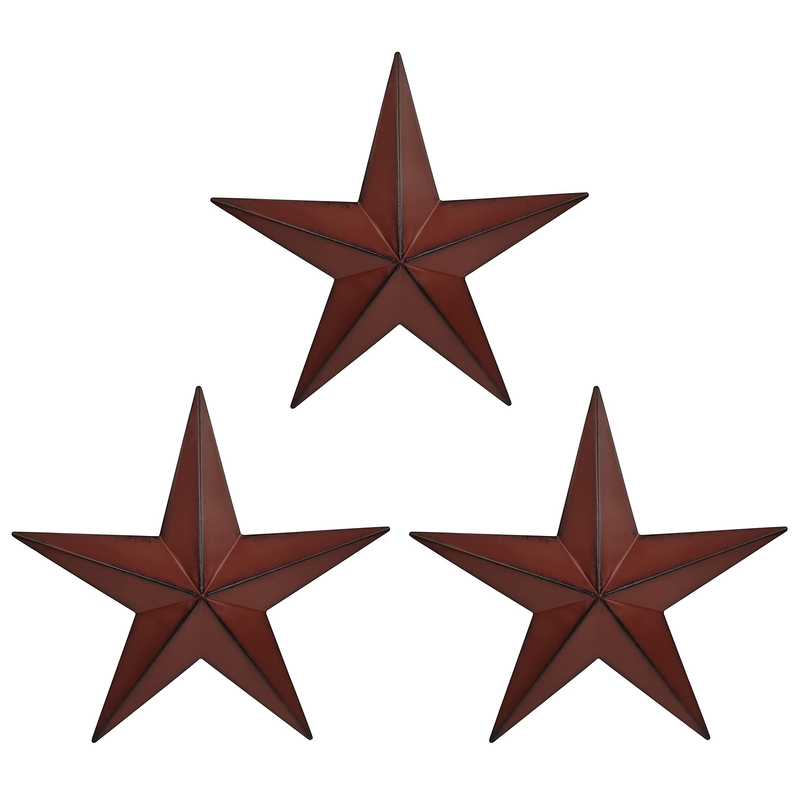 JoyEvy 6 9 12(3pieces Red Black Barn Star Texas Stars Art-Metal Stars for Outside Rustic Vintage Western Wall Decor Country Home