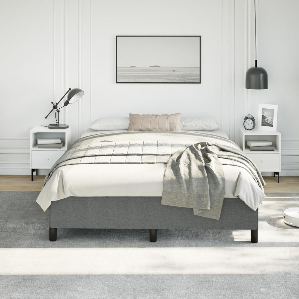 vidaXL Queen Size Bed Frame with Plywood Slats, Platform Bed Frame, Fabric Upholstered Mattress Foundation, No Box Spring Needed & Easy Assembly, Dark Gray, Without Mattress