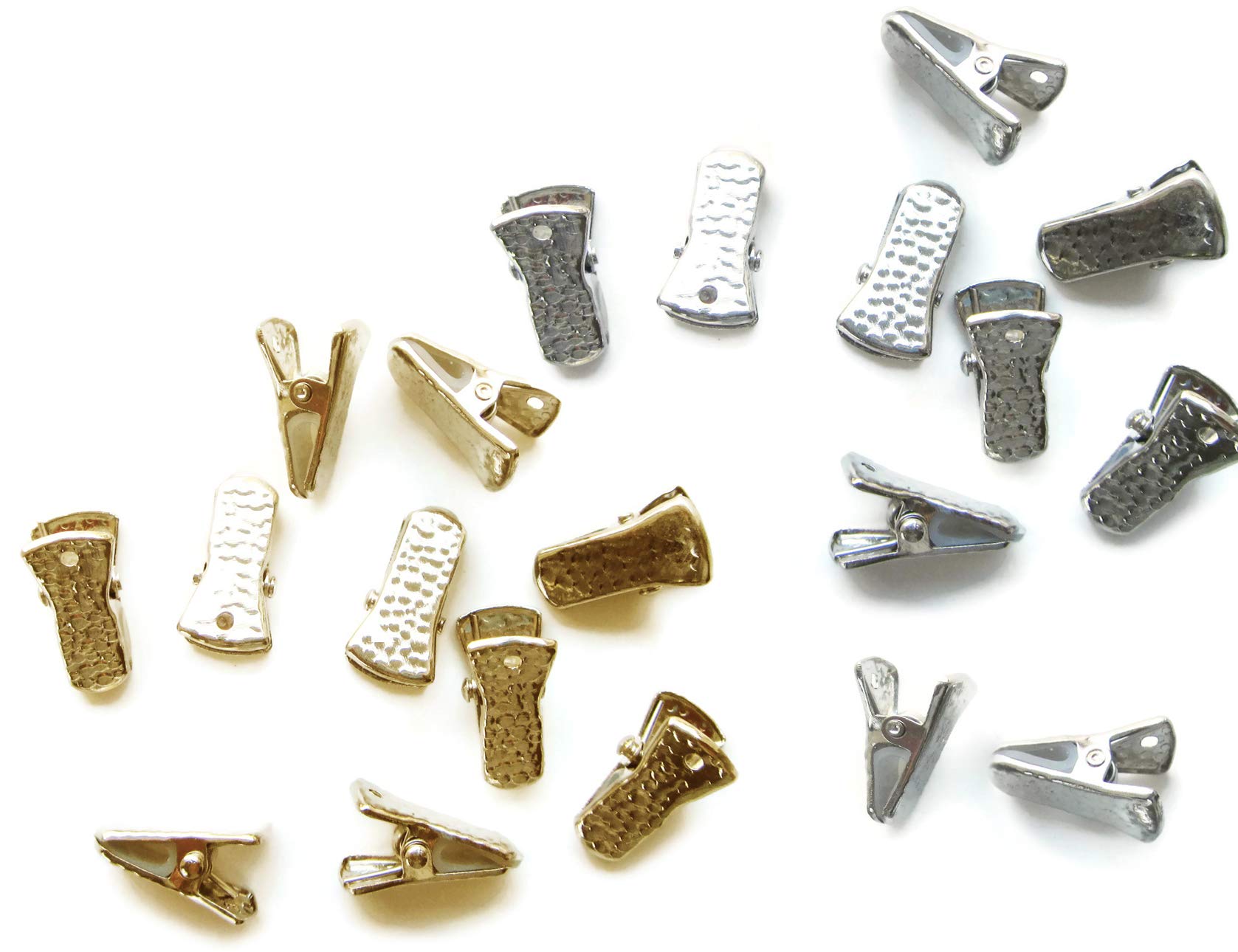 Metal Bulldog Clips For Id Badge Holders Lanyards Jewelry - Mini Alligator Grip Style (Gold And Silver)