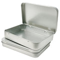 6 Pcs Metal Hinged Tin Box Container Mini Portable Small Storage Container Kit with Lid for Home Storage 4.5x3.3x0.9 Inch, Silve