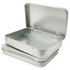 6 Pcs Metal Hinged Tin Box Container Mini Portable Small Storage Container Kit with Lid for Home Storage 4.5x3.3x0.9 Inch, Silve