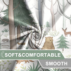 Awert Cute Shower Curtain With Hooks Green Forest Shower Curtain With Wild Animals Bear Moose Deer Fox Deor Bathroom 72X72 Inch