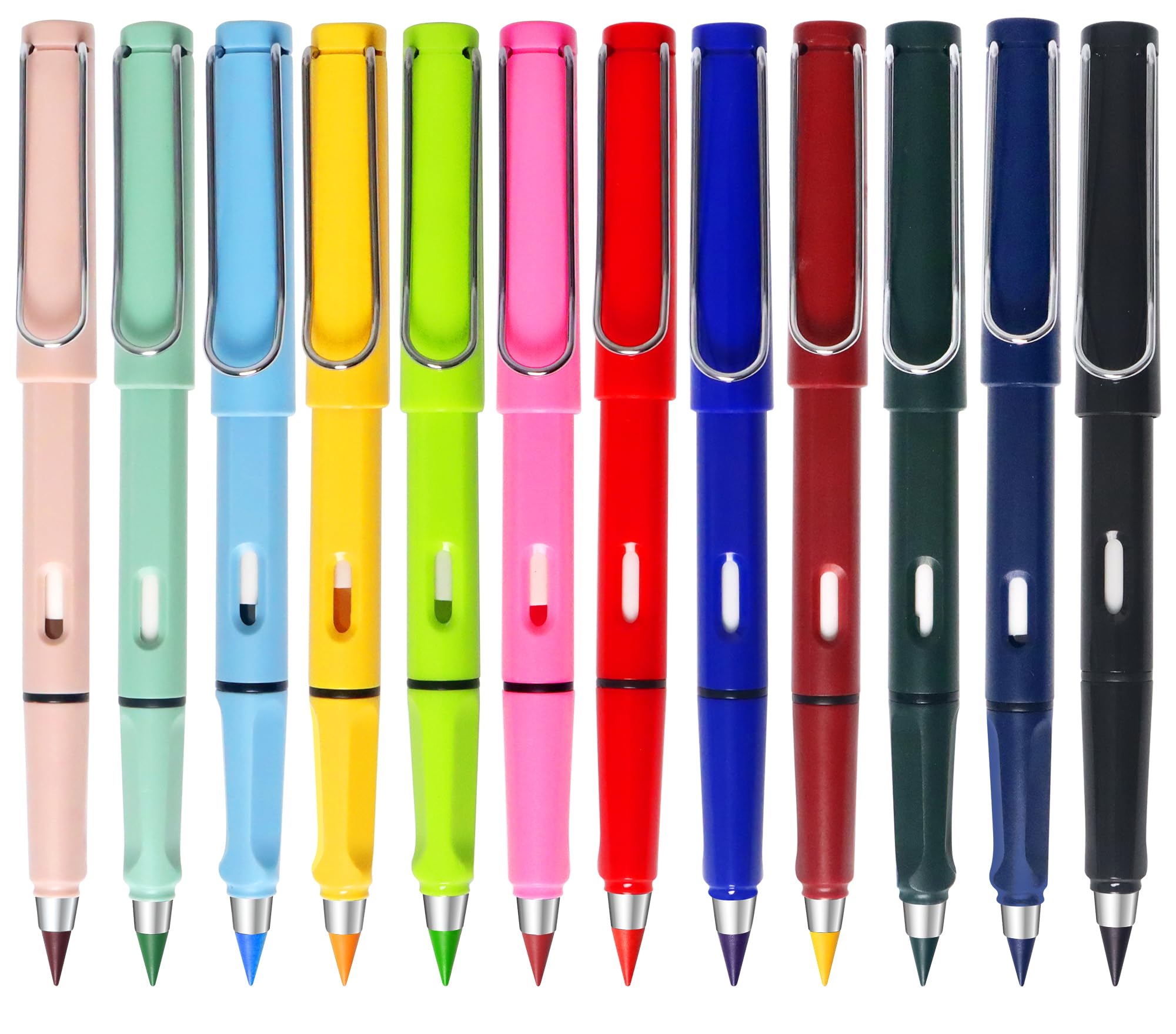 Vidotim 12Pack Forever Pencils For Kids Writing, Infinity Pencil Cute Inkless Everlasting Pencil With Eraser For Sketching (Colo