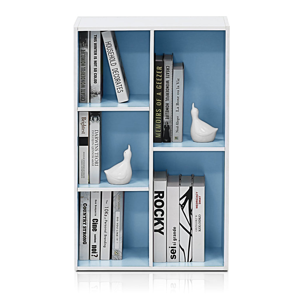 Furinno 5-Cube Reversible Open Shelf, White/Light Blue 11069WH/LBL