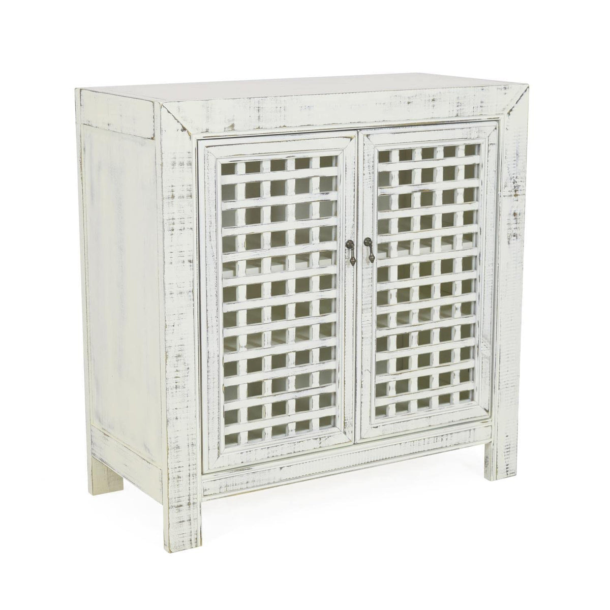 Steve Silver Rio Farmhouse Antiqued White Wood Accent Cabinet