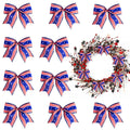 10PCS Patriotic Wreath Bows 4th of July Decor Bow Wave Strips Stars Burlap Bows for Wreaths, 4th of July Ribbon Bows for Indepen