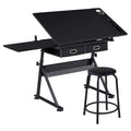 Yaheetech Drafting Table for Artists, Height Adjustable Drawing Desk Art/Craft Desk Diamond Paintings Work Station w/ 2 Storage 