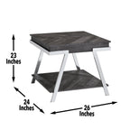 Steve Silver Roma End Table, Dark Grey/Chrome, for Living Room, Home Office, Contemporary Style, Bottom Storage, Living Space, 26 x 23.5 x 23.75, Grey/Silver