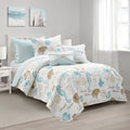 Lush Decor Harbor Life Reversible Quilt Set, 5 Piece Set, Twin/Twin Xl, Blue & Taupe - Striped Nautical Quilt - Coastal Bedding