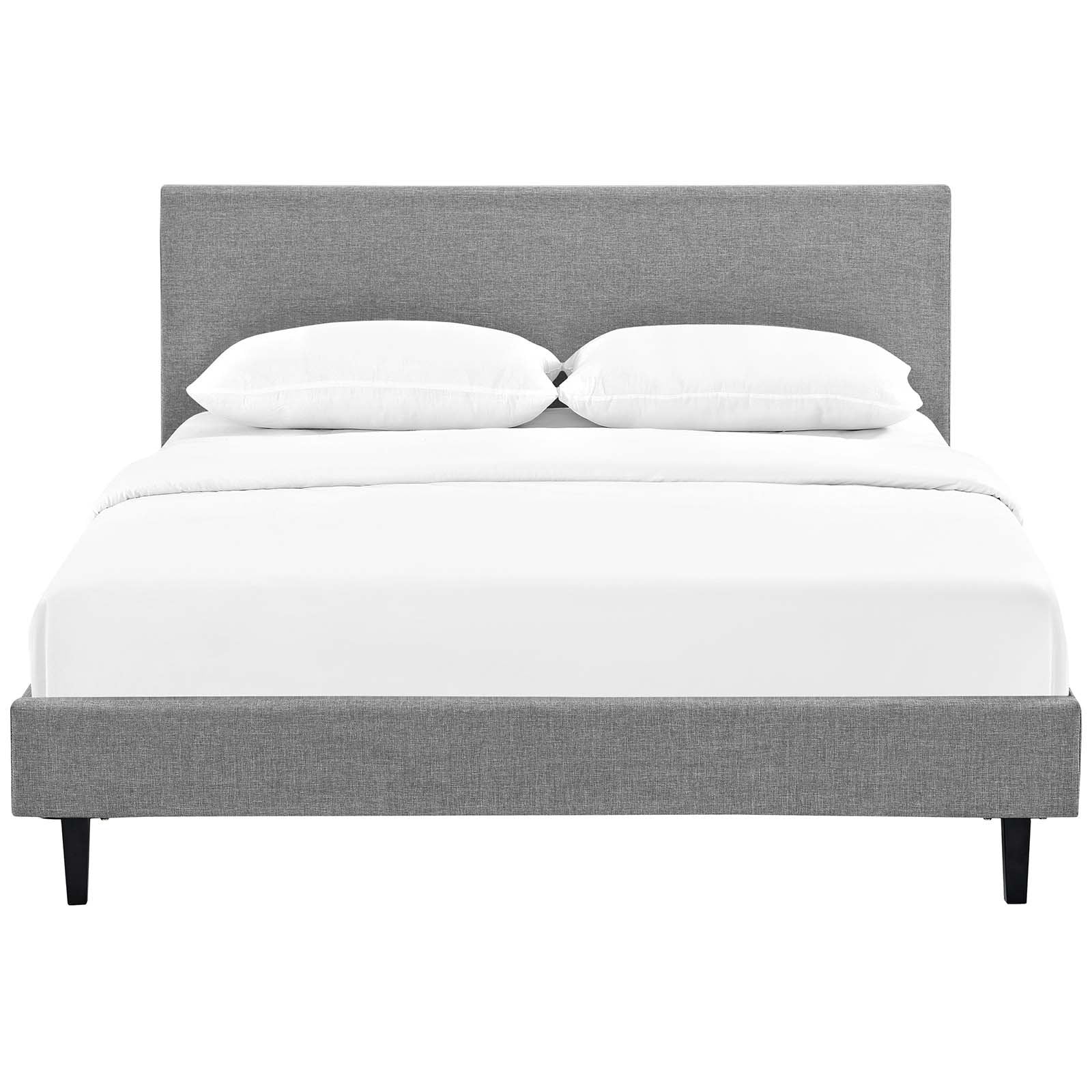 Modway Anya Upholstered Light Gray Full Platform Bed With Wood Slat Support
