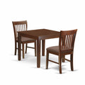 East West Furniture OXNO3-MAH-C 3 Piece Room Set Contains a Square Kitchen Table and 2 Linen Fabric Upholstered Dining Chairs, 36x36 Inch