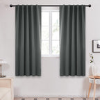 Deconovo Dark Grey Blackout Curtain Panels For Bedroom, Back Tab And Rod Pocket Curtains For Kids Bedroom, 42X72 Inch, Set Of 2 Panels
