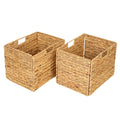 SENRYEE Storage Baskets,Wicker Baskets,Hyacinth Basket For Shelf,Folding 2 Packs Handmade Woven, Seagrass Baskets,Shelf Baskets 