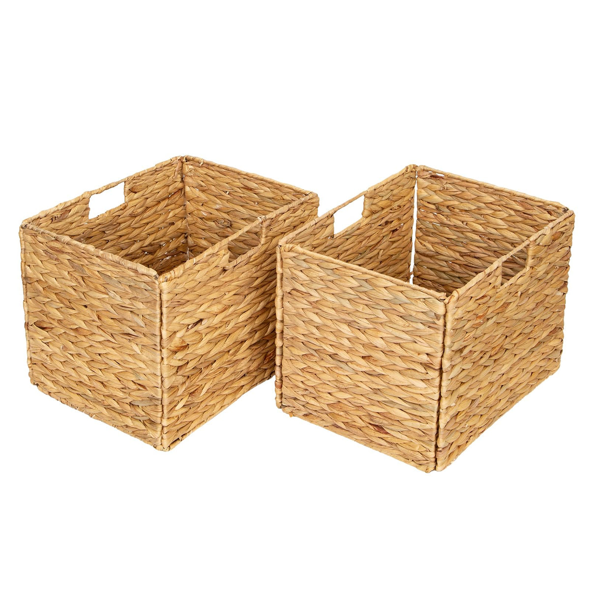 SENRYEE Storage Baskets,Wicker Baskets,Hyacinth Basket For Shelf,Folding 2 Packs Handmade Woven, Seagrass Baskets,Shelf Baskets 