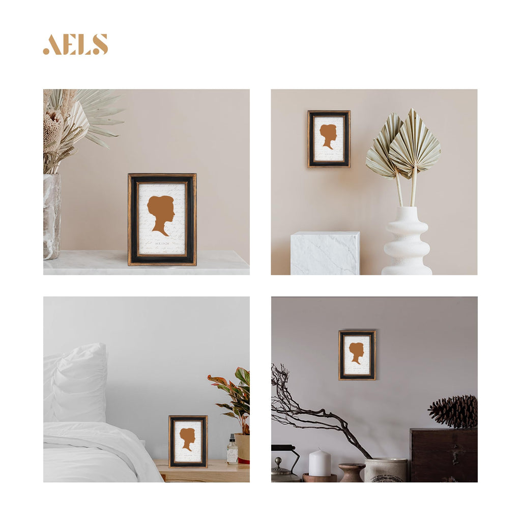 Aels 4X6 Inch Vintage Picture Frame, Elegant Luxury Antique Photo Frames With Glass Front, Photo Display, Tabletop Wall Hanging,