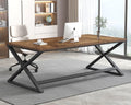 IBF 70.8 Rustic Computer Desk, Extra Long Wood Office Desk for Home, Industrial Metal Large Work Study Writing Table, Dual Monit