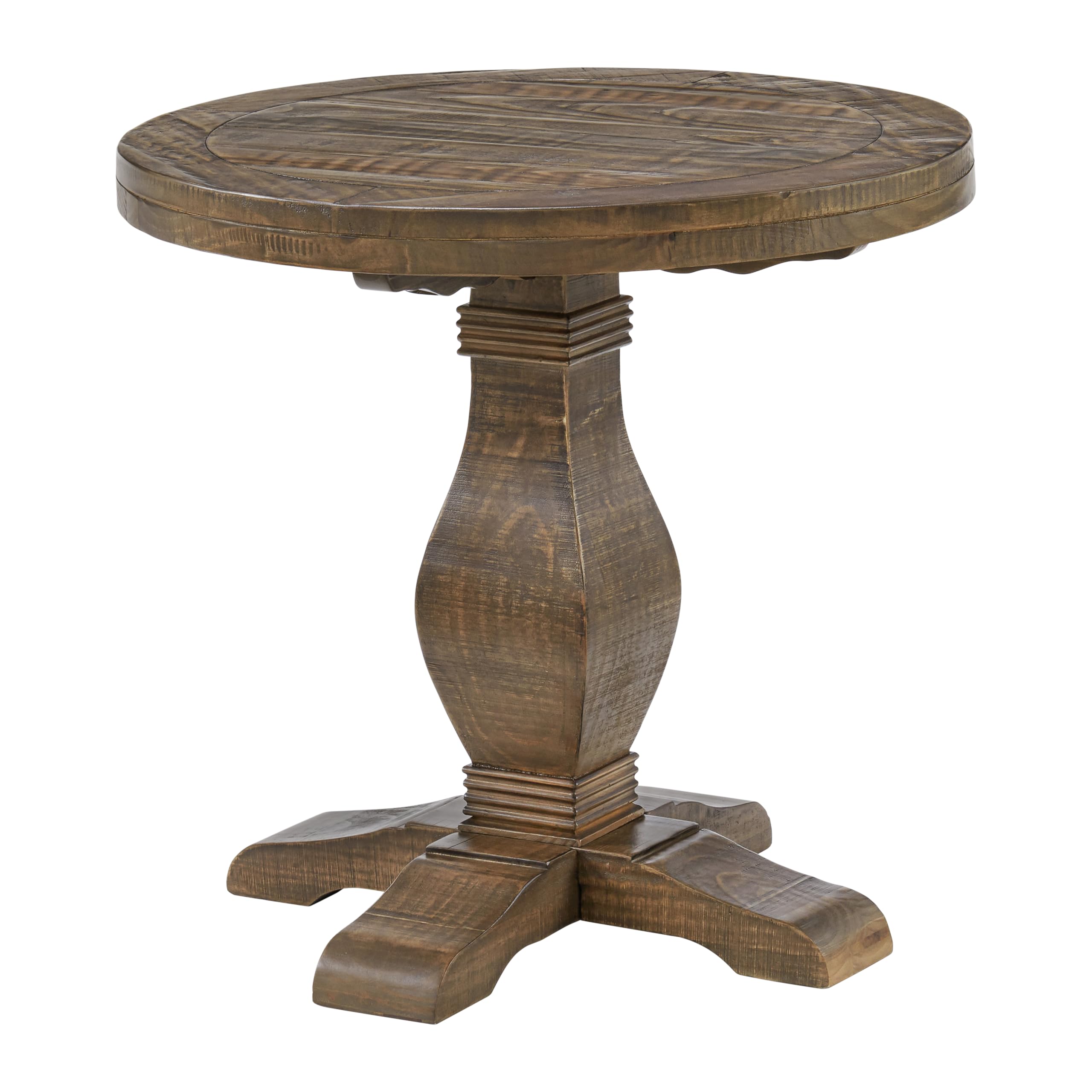 Napa Solid Wood Farmhouse Rustic Round End Side Living Room Table, Nightstand 26&quot; W X 26&quot; D X 25&quot; H
