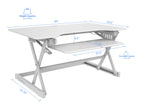 Rocelco 40" Large Height Adjustable Standing Desk Converter with Dual Monitor Mount BUNDLE - Quick Sit Stand Up Computer Workstation Riser - Retractable Keyboard Tray - White (R DADRW-40-DM2)