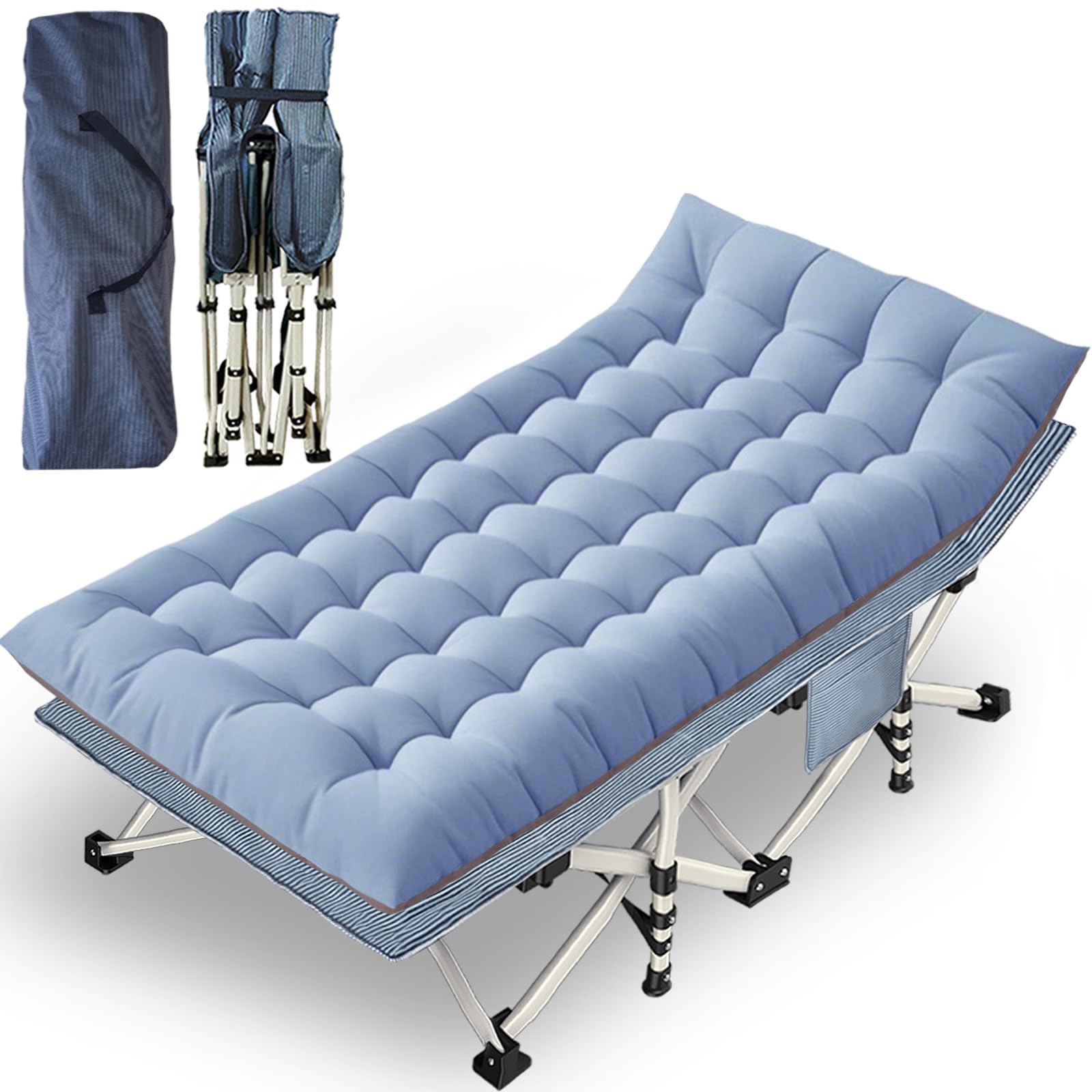 XXL Camping Cot Oversize Cots for Adults Extra Large Cots for Sleeping with Mattress Heavy Duty Camping Bed with Carry Bag Foldi